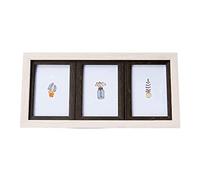 Picture Frame, Mom Rectangular Photo Frame 3grids One-Piece Combination Picture 5 Inch Polymer Display Living Room Bedroom Desk(White+Black)
