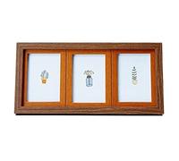 Picture Frame, Mom Rectangular Photo Frame 3grids One-Piece Combination Picture 5 Inch Polymer Display Living Room Bedroom Desk(Light Brown+Yellow)