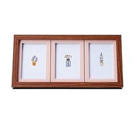 Picture Frame, Mom Rectangular Photo Frame 3grids One-Piece Combination Picture 5 Inch Polymer Display Living Room Bedroom Desk(Light Brown+Pink)