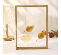 Picture Frame, Transparent Double Sided Floating Photo Frame For Plant Specimens Leaves Paper Cuts Multiple Colors Multiple Sizes(Original Wood Grain Color,Square 6 inches)