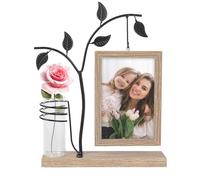 Picture Frames 6x4, Wooden Photo Frame with Metal Water Planter Holder, Vintage Picture Frame for Home Decor, Personalised Photo Gifts, 10x15 CM (#2 Earth yellow)