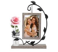 Picture Frames 6x4, Wooden Photo Frame with Metal Water Planter Holder, Vintage Picture Frame for Home Decor, Personalised Photo Gifts, 10x15 CM (#1 Grey)