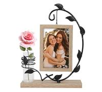 Picture Frames 6x4, Wooden Photo Frame with Metal Water Planter Holder, Vintage Picture Frame for Home Decor, Personalised Photo Gifts, 10x15 CM (#1 Earth yellow)