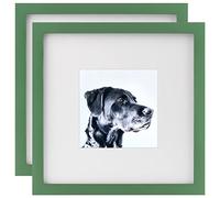 Picture Frames 8x8 2 Pack Nature Solid Wood Green for Wall Mounting and Tabletop Display