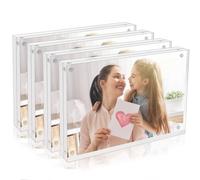 Picture Frames Acrylic, 4 Pack 6 x 4 inch (15 x 10 cm) Acrylic Frame, 20mm Thicker Lucite Double Sided with Magnetic Closure, Clear Frameless Design for Elegant Picture Display