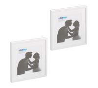 Relaxdays Set of 2 Picture Frames, 38.5 x 38.5 cm, Square Format, Tabletop or Hanging Photo Holder, Passepartout, White, Fibreboard, 41 x 41 x 2.5 cm