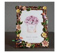 Picture Frames Metal Photo Frame Bird Floral Creative Enamel Photo Frame Display Art Home Decor Wedding Birthday Gifts(Inside 12x17.5cm)