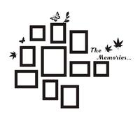 Picture Frames Wall Decal,10 Pcs The Memories Vinyl Stickers, Removable Photo Frame Butterflies Leaves Art DIY Sticker Mural for Bedroom Living Room Office Home Playroom Window Door Decoration