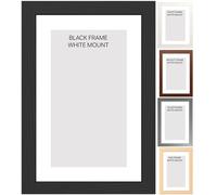 Picture Frames With Mounts In Black , White, Oak with White and Ivory Mounts for Photo Frames Poster Frames (White frame ivory Mount, 12X10 pic size 9X6)