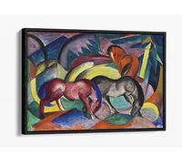 Picture Franz Marc Three Horses Canvas Floater Frame Print Picture Art - Black Frame 24 inch wide x 16 inch high