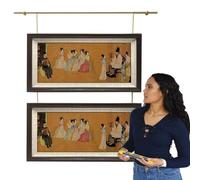 Picture Hanger & Photo Display Rail with Brass Rod, Adjustable Gallery Rail 30 36 48 24 Inch for Photo Frame Poster Mirror, Wall Rail Heavy Hooks Kit(2.4m(94.5"))