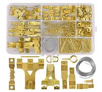 Picture Hangers Kit, 220 Pcs Wall Picture Hanging Kit,Picture Metal Hanging Hooks, Golden Photo Frame Hangers