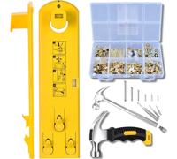 Picture Hanging Kit - 225 Pieces with Easy Level Ruler, 2 Types of Hammers, and Hanging Hardware for Walls & Frames