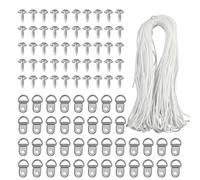 Picture Hanging Kit, 30M x 2mm Picture Hanging Cord, White Strong Nylon Picture Hanging Wire, Picture Frame Hanging String with 40 D-Ring Hooks and 50 Screws,Picture Frame Hanging Kit for Mirror Photo