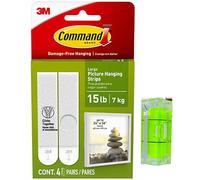 Picture Hanging Kit | 4-Pair Picture Hanging Strips Large & Leveler | Perfect for Hanging Small & Large Frames, Photos, Pictures, Posters on Walls/ Drywalls | No Nail/ Hook Damage