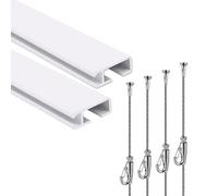 Picture Hanging Kit - Adjustable Stainless Steel Wire Rope with Track and Hooks, Includes Installation Accessories