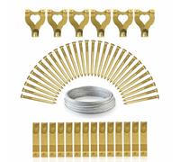 Picture Hanging Kit Heavy Duty Metal Picture Hooks Multiuse Picture Hanger Set Included Hooks Nails & Hanging Wire Wall Mount Picture Eyelets For Artwork Photo Frames Canvases Mirrors Paintings (60pc)