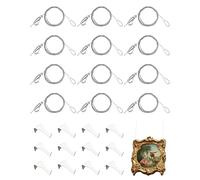 Picture Hanging Kit - Picture Rail Hooks with 12 of Each White Rail Hooks, 72 Inch Invisible Loop Cord, 12 Adjustable Hooks - Stainless Steel Picture Molding Hangers Nylon and Steel Cable