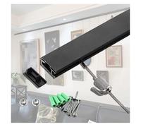 Picture Hanging Rail Kit Black, Art Gallery Painting Hook for Exhibition/ Library/ Living Room/ Hallway, Adjustable Space(63"/160cm Track,9.8'/3m Cable)