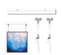 Picture Hanging System Set, Picture Hanging Kit Side Mount Track Rail 1-1.5m Wire 0.5-3m 3 Pcs(Rail 1m/39.4inl,Wire 2m/78.7in L)