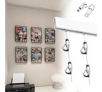 Picture Hanging System Set, Picture Hanging System Aluminum Rail 50-250cm Clear Rope 0.5-2m with Hooks(50cm/19.6in/1.6ft,Rope 0.5m)