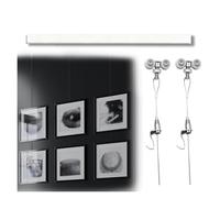 Picture Hanging System Set, Top-Mount Picture Hanging Rail System with 0.5-3m Steel Wires(Rail 1m/39.4inl,Wire 2m/78.7in L)
