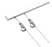 Picture Hanging Track and Photo Display Rail System, Aluminum Gallery Hanger White for Studio/Hallway/Home/Community Club House(2.5m Track,1.5m Wire+2 Hook)