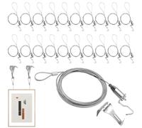Picture Hanging Wire Kit 20 PCS 2m × Φ1.5 mm Stainless Steel with Wire Picture Hanging Hooks Wire Heavy Duty Adjustable Hook & Picture Rail Hangers Hold Up to 40 Kg for Picture Frame Photos and Mirror