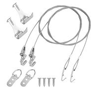 Picture Hanging Wire Kit, 2pcs Heavy Duty Stainless Steel Wire 2m × Φ2mm with Adjustable Hook, Rail Moulding Hook, for Mirror Light Lamp Billboard, Art Gallery Photo Display(40KG)