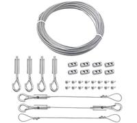 Picture Hanging Wire kit, Adjustable Heavy Duty Stainless Steel Wire Rope Accessories, 50 Feet(Thick 1.5mm) Stainless Steel Hanging Wire Supports 50 lbs, for Hanging Mirror Picture Frame Billboards