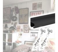 Picture Hanging Wire System - 2m Click Rail Track for Art Galleries Studios & Museums Includes 300cm Cable & Discreet Hook for Photos & Paintings - Easy Install