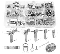 Picture Hooks, 220pcs Assorted Picture Hanging Kit Iron Metal Heavy Duty Picture Hangers Wood Wall Plasterboard Photo Picture Frame Hooks Set with Nails, D Rings, Sawtooth Picture Hanger Hardware