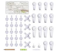 Picture Hooks - 44Pcs Picture Hanging, Picture Hooks for Hard Walls, Non-Trace Wall Hooks for Frame Hanging, Strong & Easy to Install, Ideal for Plasterboard, Latex, Lime Surfaces, Damage