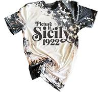 Picture It Sicily 1922 Shirt for Women Funny Letter Print Golden Girls T-Shirt Casual Short Sleeve Tees Tops, Bleached, XXL