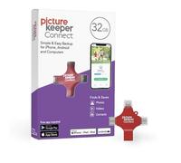 Picture Keeper Connect for iPhone, Android, USB-C, PC & Mac - 32GB USB Backup for Photos, Videos, Contacts, Flash Drive Memory Backup - 32GB, Berry