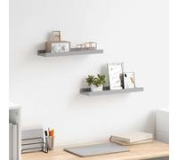 Picture Ledge Shelf Grey MDF 40x9x3 cm U-Shaped Front Edge 2 Pack for Photos set