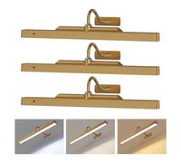 Picture Light Battery Operated, Brass Picture Light for Wall with Remote Control, CCT Dimmable Wall Art Over Frame Lights for Paintings, Pictures in Gallery, Bedroom, Bathroom 3Pack