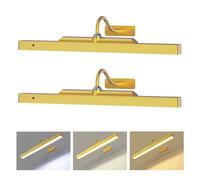 Picture Light with Remote 2Pack, 5000mAh Wireless Rechargeable Battery Picture Lights for Wall, Wall Light with Remote Control and Timer, Art Light for Display, Wall, Artwork, Gallery- Gold