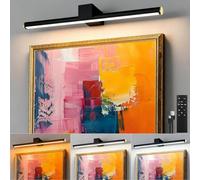 Picture Lights for Wall Battery Operated, Rechargeable Wireless Lights for Pictures on Wall with 3 Color Dimmable Remote for Painting Gallery Dartboard Poster Bedroom Frame Art Decor - Black 16 inch