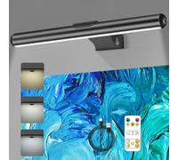 Picture Lights for Wall with Remote, Wireless Rechargeable 4400mAh Battery Operated Wall Lights, 3 Color Temps, Brightness Adjustable, Dimmable Timer Off Dartboard Light, 16In Metal Picture Lights