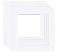 Picture Mounts, Frame Size 10 x 10 to fit 7 x 7 Image, Choice of Colour & Quantity [Bright White, Pack of 5]