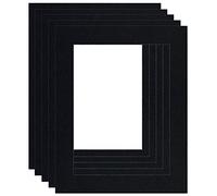 Picture Mounts, Frame Size 6 x 4 to fit 3.5 x 2.5 Image, Choice of Colour & Quantity [Black (Black-core), Pack of 5]