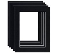 Picture Mounts, Frame Size 6 x 4 to fit 3.5 x 2.5 Image, Choice of Colour & Quantity [Black (White-core), Pack of 5]