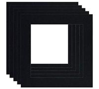 Picture Mounts, Frame Size 6 x 6 to fit 4 x 4 Image, Choice of Colour & Quantity [Black (Black-core), Pack of 5]