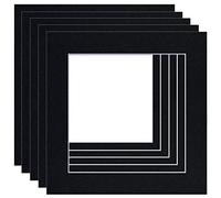 Picture Mounts, Frame Size 9 x 9 to fit 7 x 7 Image, Choice of Colour & Quantity [Black (White-core), Pack of 5]