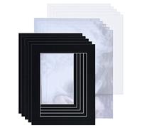 Picture Mounts with Backs & Bags, Frame Size 16 x 12, Choice of Picture Size and Colour, Pack of 5 [Black, 16 x 12 to fit A4]