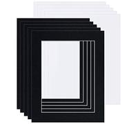 Picture Mounts with Backs, Frame Size 14 x 11 to fit A4 or 11 x 8 Image, Choice of Colour & Quantity [Black (White-core), Pack of 5]