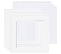 Picture Mounts with Backs, Frame Size 8 x 8 to fit 5 x 5 Image, Choice of Colour & Quantity [Soft White/Off-White, Pack of 10]