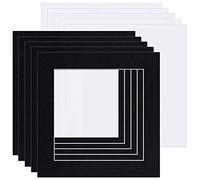 Picture Mounts with Backs, Frame Size 9 x 9 to fit 6 x 6 Image, Choice of Colour & Quantity [Black (White-core), Pack of 5]