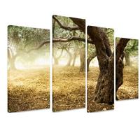 PICTURE - Multi Split Panel Canvas Artwork Art - Magical Forest Trees Misty Woodland - ART Depot OUTLET - 4 Panel - 101cm x 71cm (40"x28")